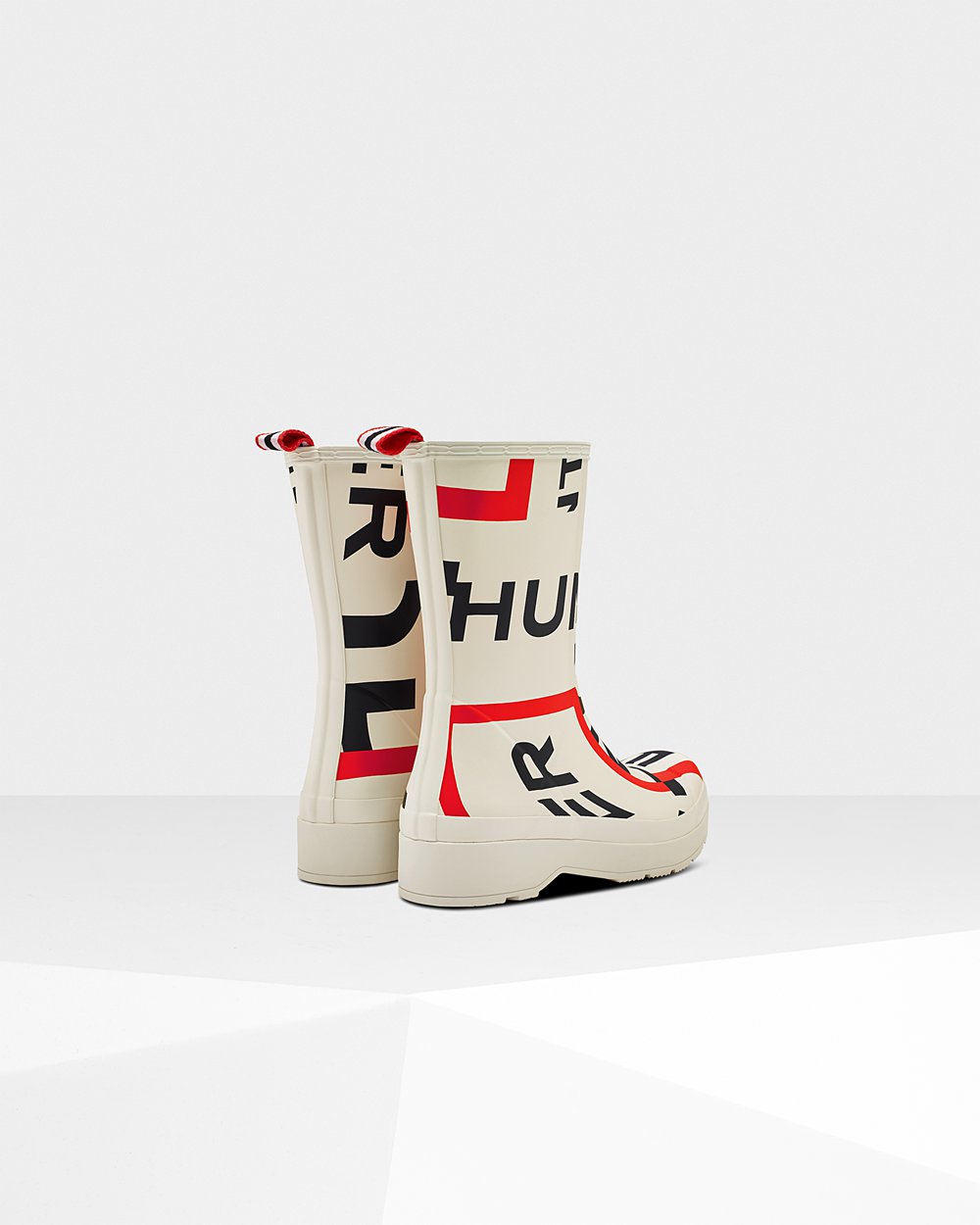 Hunter Original Mid-Height Exploded Logo Rain Play Boots - Online Store Mens White - YNQMAB978